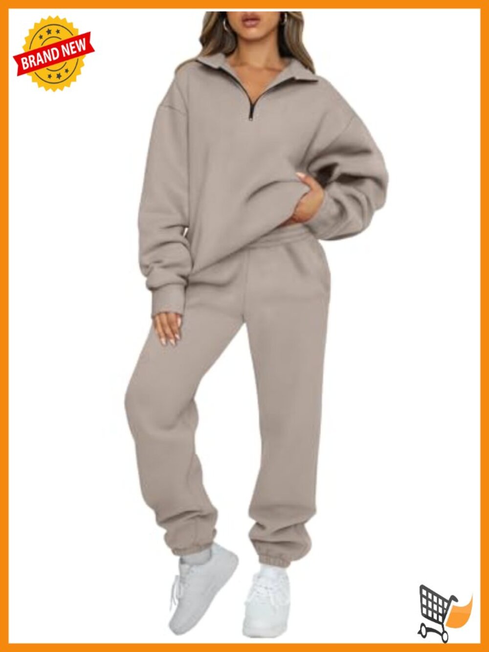 Women's 2 Piece Sweatsuit Half Zip Pullover & Joggers Lounge Set